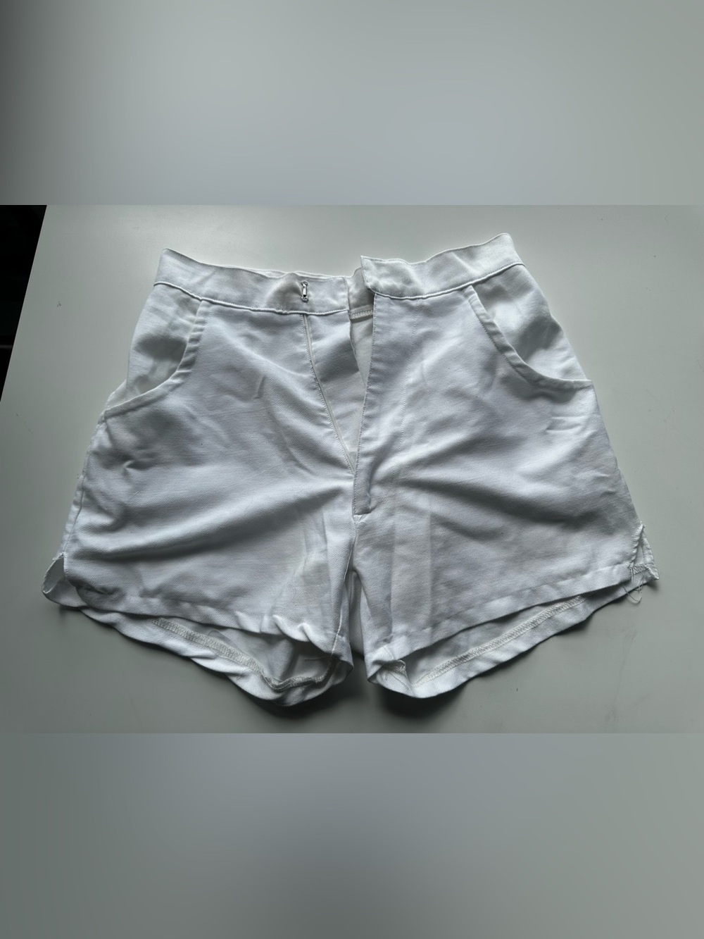 High-Waist White Women's Shorts with Clean Front